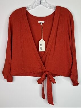 Lunik Burnt Rust Wrap Top Size Large NWT